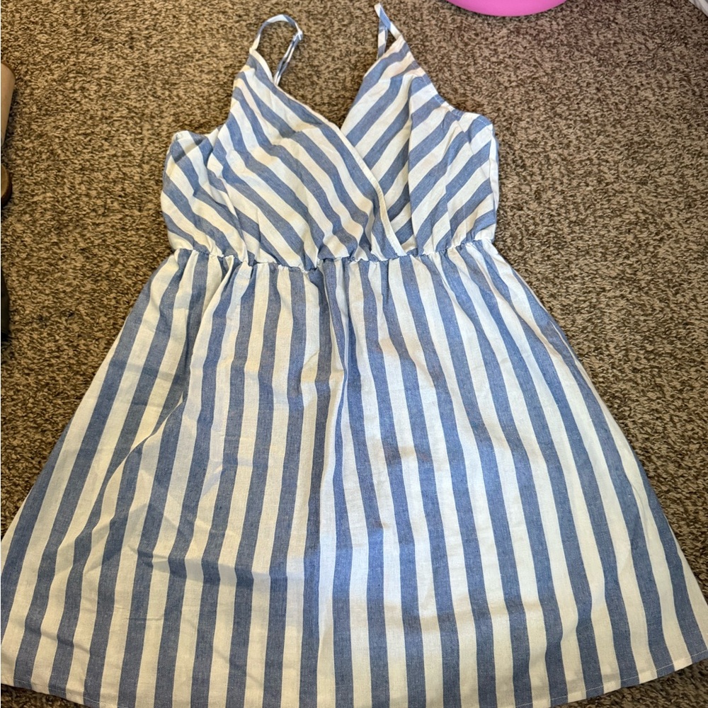 Blue and White Striped Dress